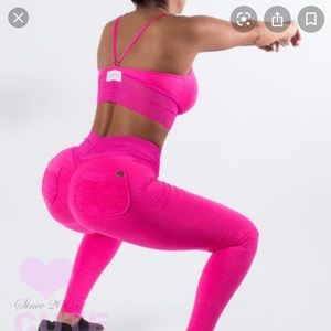 Cute Booty Lounge Pink Pimp Neon Pink Gym Set